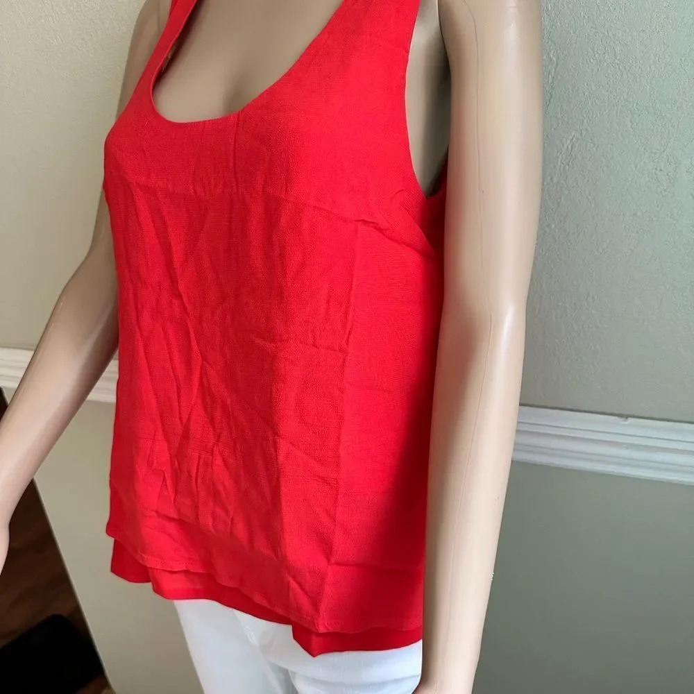 Lemieux Red Sleeveless Open Back Blouse Tank Top Summer Size Small - Picture 3 of 8